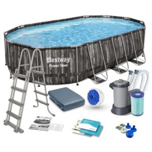 בריכת bestway אובלית דמוי עץ 610x366x122 סמ דגם 5611r בסטוואי